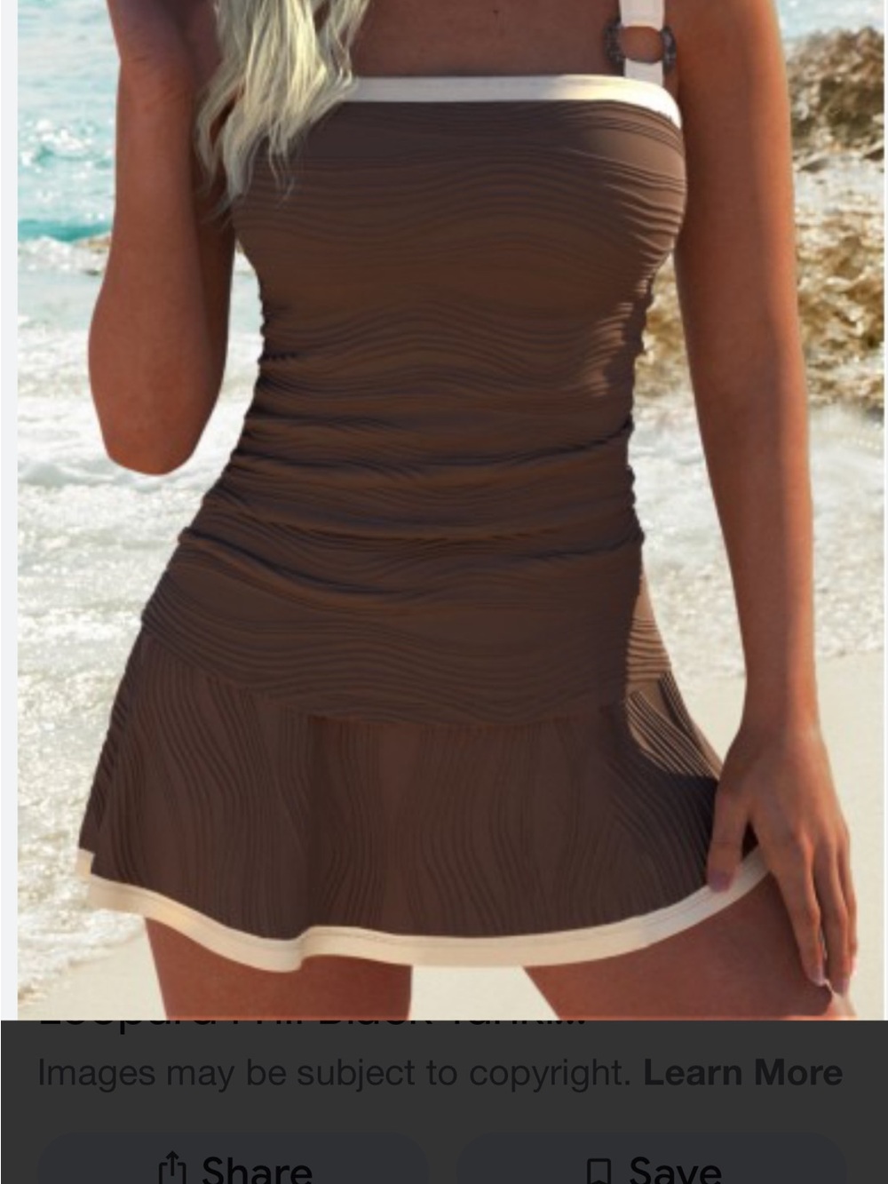 Molilly  Brown Tankini Swim Dress with Contrast Trim women’s size Xl NWT